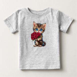 T-shirt Pour Bébé Adorable petit chat de style dessin animé