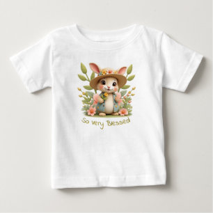 T-shirt Pour Bébé Adorable Petit Lapin Avec Fleurs