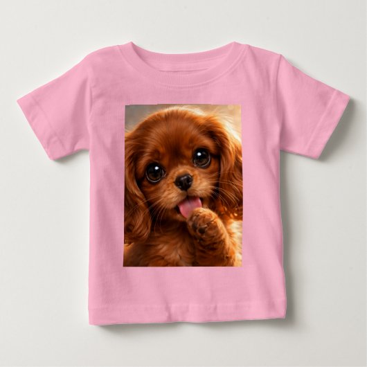 T-shirt Pour Bébé Adorable Ruby Cavalier Spaniel (Devant)
