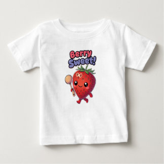 T-shirt Pour Bébé Adorable Strawberry with Maraca and 'Berry Sweet