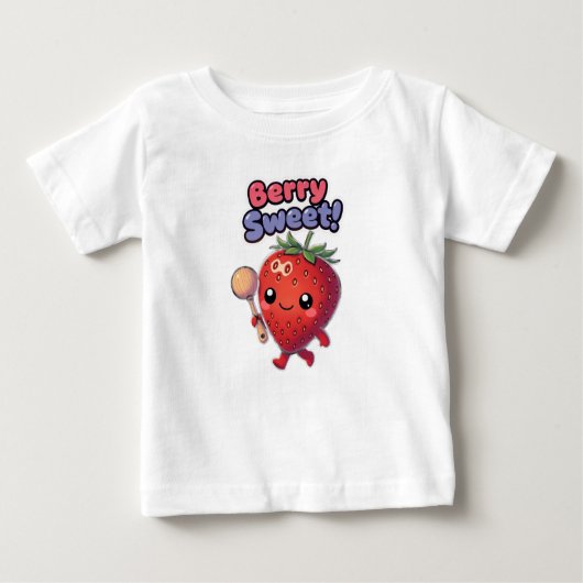T-shirt Pour Bébé Adorable Strawberry with Maraca and 'Berry Sweet (Devant)