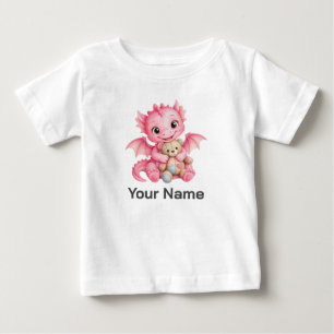 T-shirt Pour Bébé Adorable Teddy Dragon Rose Bébé Personnalisé