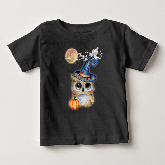 T-shirt Pour Bébé Adorablement Joli "Owl’Oween" (Devant)
