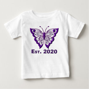 T-shirt Pour Bébé Adorablement Mignon “Fondé en 2020 Papillon Violet
