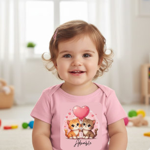 T-shirt Pour Bébé Adorables chatons et ballon en forme de cœur Vêtem