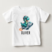 T-shirt Pour Bébé Aéronef à réaction pilote de Cute Dino Trex (Devant)