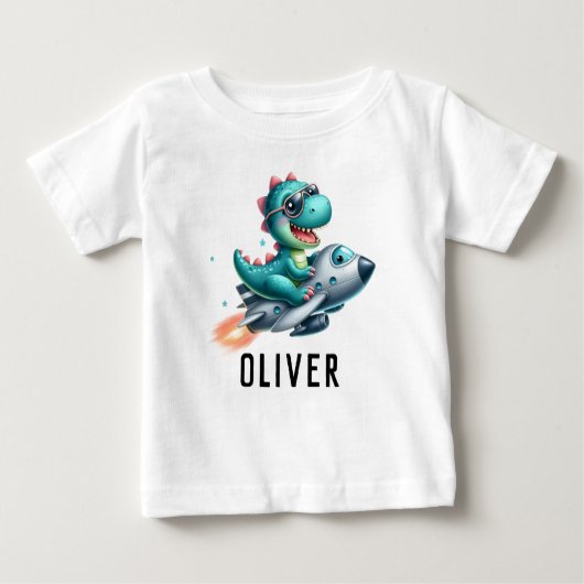 T-shirt Pour Bébé Aéronef à réaction pilote de Cute Dino Trex (Devant)