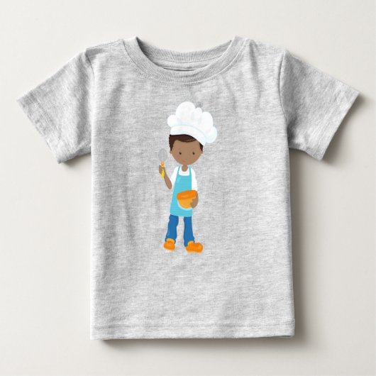 T-shirt Pour Bébé African American Boy, Baking, Baker, Chef pâtissie (Devant)