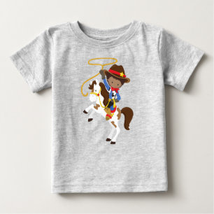 T-shirt Pour Bébé African American Boy, Cowboy, Sheriff, Lasso
