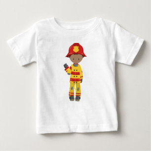 T-shirt Pour Bébé African American Boy, pompier, pompier, casque