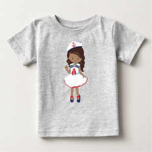 T-shirt Pour Bébé African American Girl, Bateau Capitaine, Skipper, 