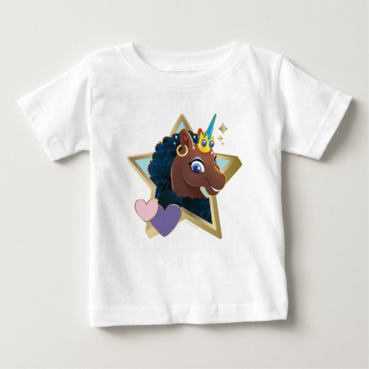 T-shirt Pour Bébé Afro Unicorn étoile magique (Devant)
