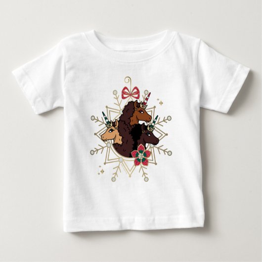 T-shirt Pour Bébé Afro Unicorn Festive Vacances Magique (Devant)