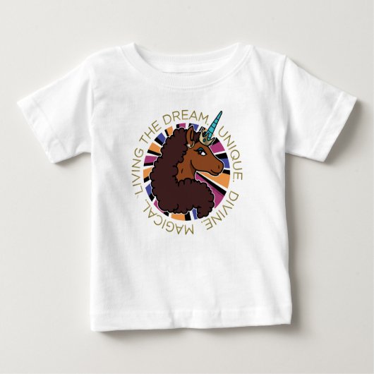 T-shirt Pour Bébé Afro Unicorn Living the Dream Design (Devant)