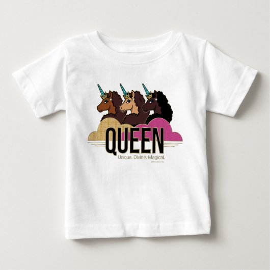 T-shirt Pour Bébé Afro Unicorn Queen Trio Design (Devant)