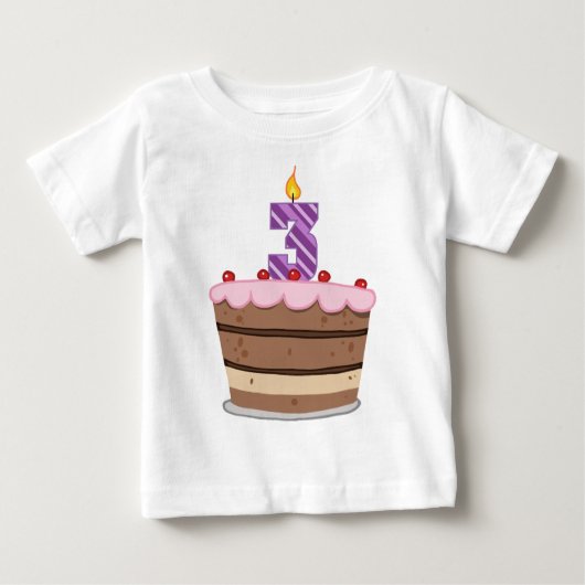 T-shirt Pour Bébé Âge 3 sur le gâteau d'anniversaire (Devant)
