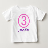 T-shirt Pour Bébé Âge et nom Personnalisable 3e chemise d'anniversai (Devant)