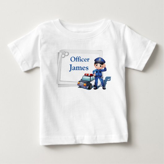 T-shirt Pour Bébé Agent de police personnalisé (Devant)