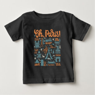 T-shirt Pour Bébé Ah, Paris ! typographie de ville de