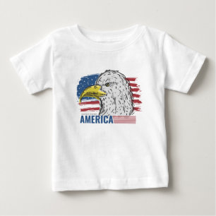 T-shirt Pour Bébé Aigle américain avec le drapeau T-shirt bébé
