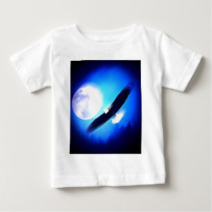 T-shirt Pour Bébé Aigle en vol et Pleine lune