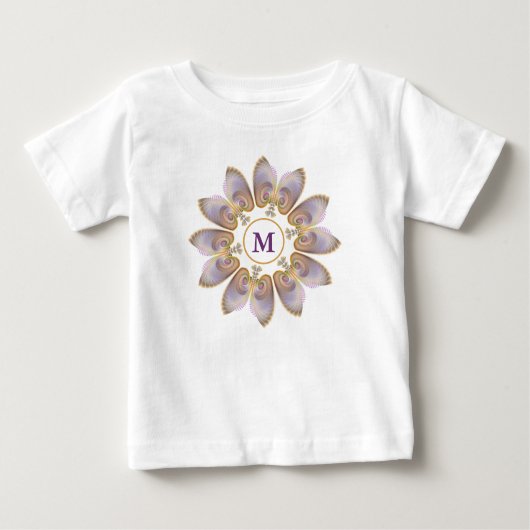 T-shirt Pour Bébé Ailes d'ange abstraites Mandala Fractale Monogramm (Devant)