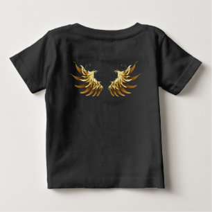 T-shirt Pour Bébé Ailes d'Ange d'or sur arrière - plan noir