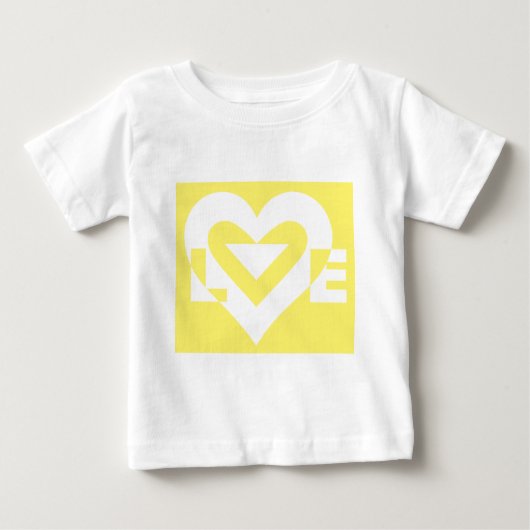 T-shirt Pour Bébé Aimer Blanc sur Jaune (Devant)