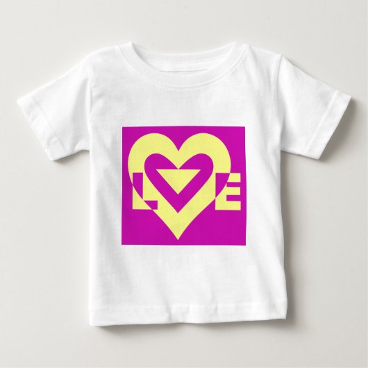 T-shirt Pour Bébé Aimer Jaune sur violet (Devant)