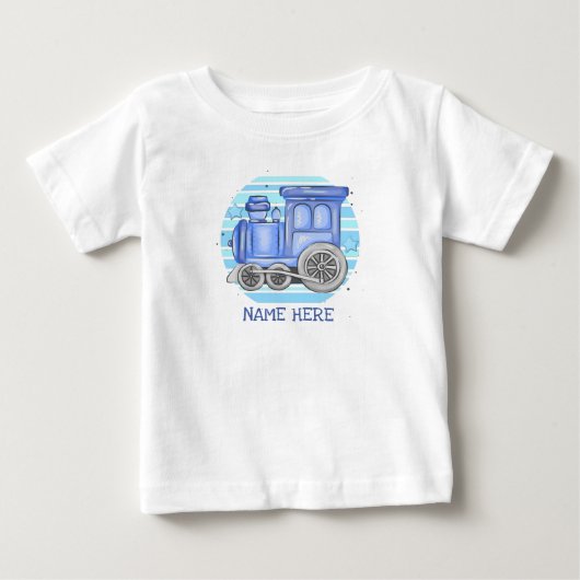 T-shirt Pour Bébé Ajouter le nom Steam Train Engine Baby Bodysuit (Devant)