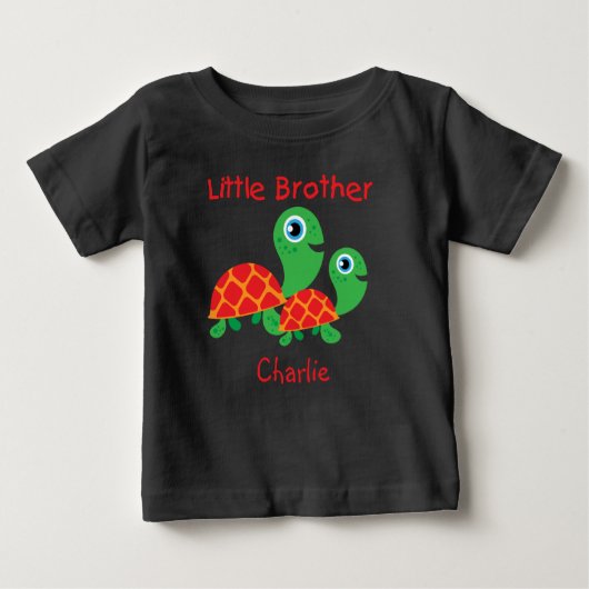 T-shirt Pour Bébé Ajouter un nom Tortues Customisées Petit frère (Devant)