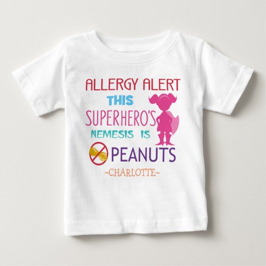 T-shirt Pour Bébé Alerte d'allergie aux arachides Superhero Girls pe (Devant)