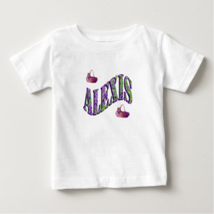 T-shirt Pour Bébé Alexis, Nom Fille Fabriqué Avec Lavande,