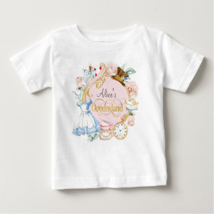 T-shirt Pour Bébé Alice à Onederland, Fille 1er anniversaire Bébé T-