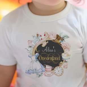 T-shirt Pour Bébé Alice à Onederland, Fille 1er anniversaire Bébé T-