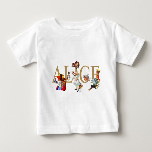 T-SHIRT POUR BÉBÉ ALICE AU PAYS DES MERVEILLES ET AMIS (Devant)