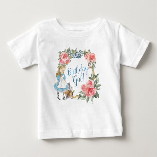 T-shirt Pour Bébé Alice dans l'Onederland Fille d'anniversaire (Devant)