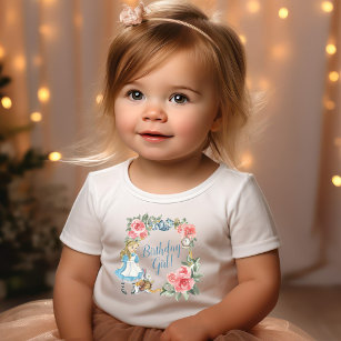 T-shirt Pour Bébé Alice dans l'Onederland Fille d'anniversaire