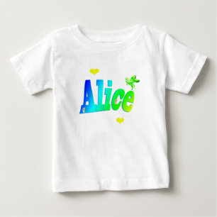 T-shirt Pour Bébé Alice, Logo de prénom féminin avec des cœurs,
