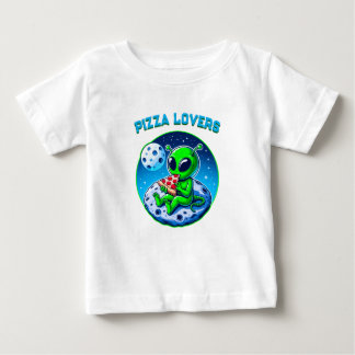 T-shirt Pour Bébé Alien amoureux de la pizza sur la Lune | Cosmic am