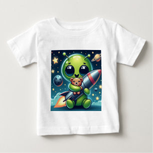 T-SHIRT POUR BÉBÉ ALIEN AVEC UNE FUSÉE