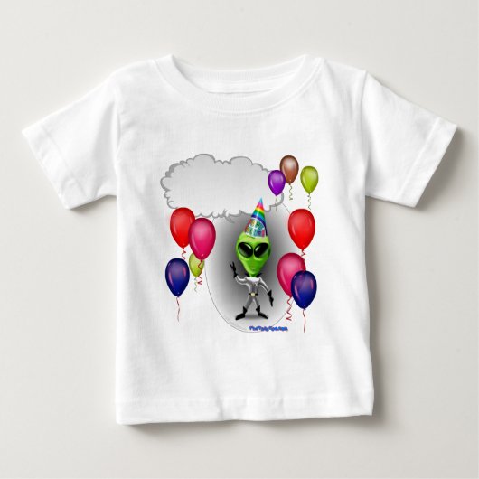 T-shirt Pour Bébé Alien parlant de fête d'anniversaire (Devant)
