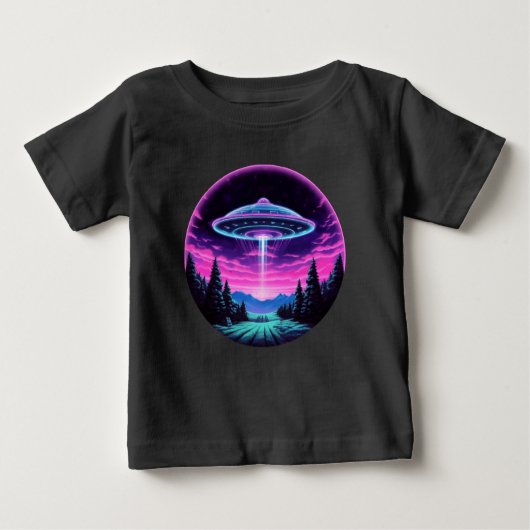 T-shirt Pour Bébé Alien vaisseau spatial rétro futuriste (Devant)