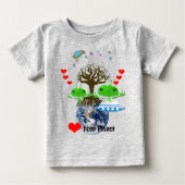 T-shirt Pour Bébé Aliens de l'espace extra-atmosphérique vert mignon (Devant)