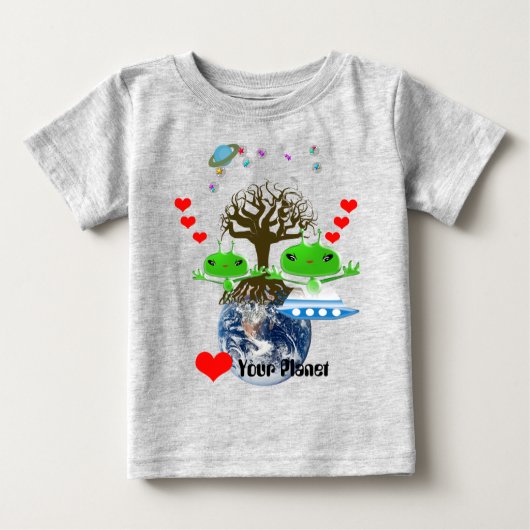 T-shirt Pour Bébé Aliens de l'espace extra-atmosphérique vert mignon (Devant)