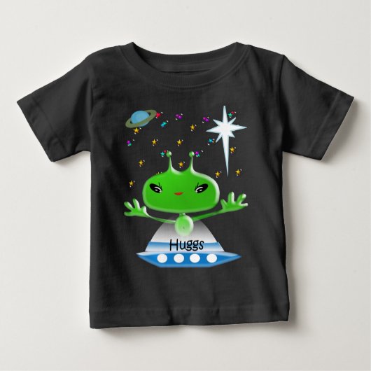 T-shirt Pour Bébé Aliens de l'espace extra-atmosphérique vert mignon (Devant)