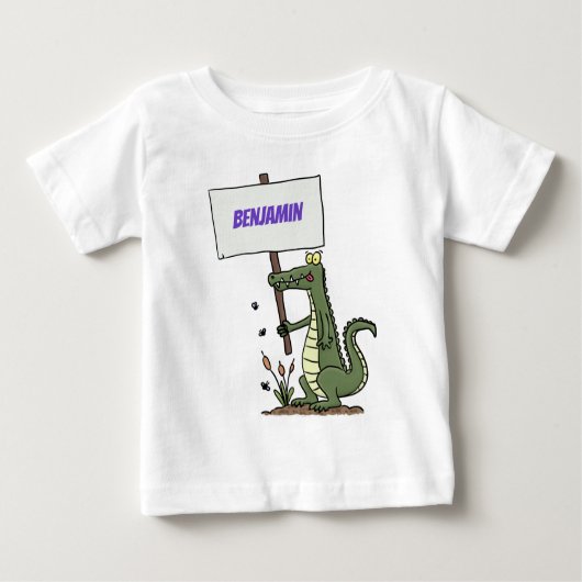 T-shirt Pour Bébé Aligator de crocodile drôle avec dessin animé (Devant)