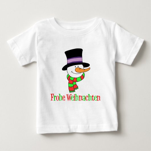 T-shirt Pour Bébé Allemand Christmas Snowman (Devant)