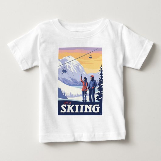 T-shirt Pour Bébé Aller skier Vintage Imprimer (Devant)