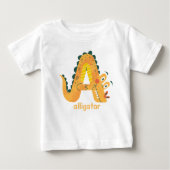 T-shirt Pour Bébé Alphabet animal A pour l'alligator (Devant)